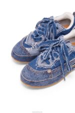 Loewe Women Deconstructed sneaker in denim 206XF658 Washed Denim - Image 4