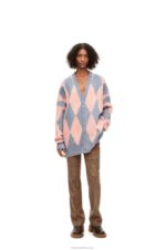 Loewe Women Diamonds cardigan in wool 206XF1028 Lys/Salmon - Image 2