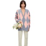 Loewe Women Diamonds cardigan in wool 206XF1028 Lys/Salmon