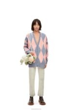 Loewe Women Diamonds cardigan in wool 206XF1028 Lys/Salmon