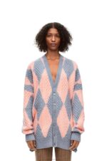 Loewe Women Diamonds cardigan in wool 206XF1028 Lys/Salmon - Image 4