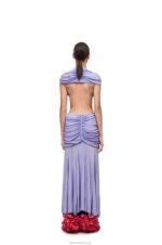Loewe Women Draped bow dress in crepe jersey 206XF1073 Lilac - Image 2