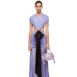 Loewe Women Draped bow dress in crepe jersey 206XF1073 Lilac