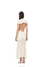 Loewe Women Draped bow dress in crepe jersey 206XF1077 White - Image 2