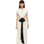 Loewe Women Draped bow dress in crepe jersey 206XF1077 White