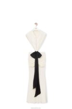 Loewe Women Draped bow dress in crepe jersey 206XF1077 White - Image 4