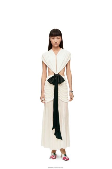 Loewe Women Draped bow dress in crepe jersey 206XF1077 White