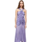 Loewe Women Draped long dress in crepe jersey 206XF1069 Lilac