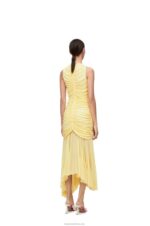 Loewe Women Draped long dress in crepe jersey 206XF1076 Vanilla - Image 2
