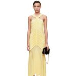 Loewe Women Draped long dress in crepe jersey 206XF1076 Vanilla