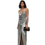 Loewe Women Draped top in laminated jersey 206XF913 Black/Silver