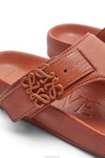 Loewe Women Ease toe post sandal in goatskin 206XF722 Tan - Image 4