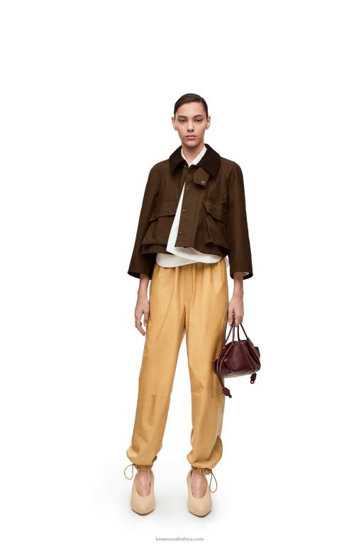 loewe_women_elasticated_trousers_in_papery_nappa_206xf1115_sand_butter.jpg Loewe Women Elasticated trousers in papery nappa 206XF1115 Sand/Butter - Image 1