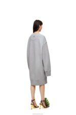 Loewe Women Elongated sweatshirt dress in cotton fleece 206XF1084 Ash - Image 2