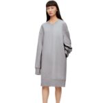 Loewe Women Elongated sweatshirt dress in cotton fleece 206XF1084 Ash