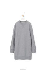 Loewe Women Elongated sweatshirt dress in cotton fleece 206XF1084 Ash - Image 4