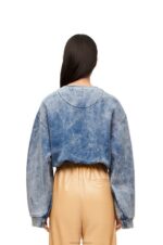 Loewe Women Elongated sweatshirt in cotton fleece 206XF803 Washed Denim - Image 3