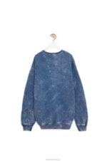 Loewe Women Elongated sweatshirt in cotton fleece 206XF803 Washed Denim - Image 6
