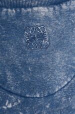 Loewe Women Elongated sweatshirt in cotton fleece 206XF803 Washed Denim - Image 7
