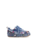 Loewe Women Embellished deconstructed sneaker in denim 206XF670 Washed Denim