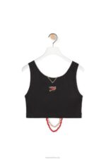 Loewe Women Embellished tank top in cotton 206XF784 Black - Image 2
