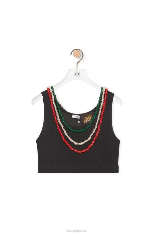 loewe_women_embellished_tank_top_in_cotton_206xf784_black.jpg Loewe Women Embellished tank top in cotton 206XF784 Black - Image 1
