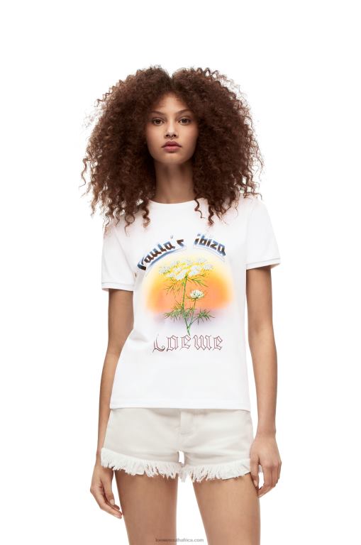 Loewe Women Fennel T-shirt in cotton 206XF783 White/Multicolor - Image 2
