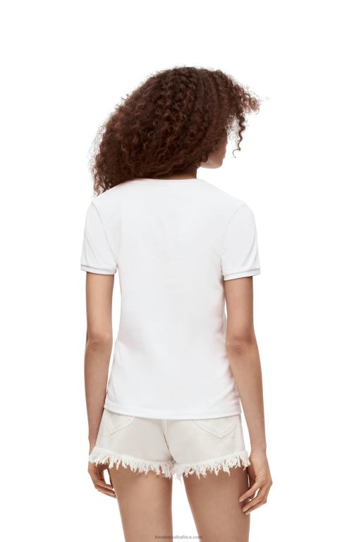Loewe Women Fennel T-shirt in cotton 206XF783 White/Multicolor - Image 3