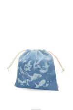 Loewe Women Fish drawstring pouch in denim 206XF588 Light Blue - Image 2
