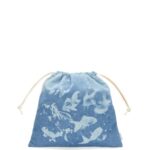 Loewe Women Fish drawstring pouch in denim 206XF588 Light Blue