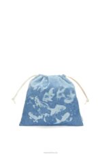 Loewe Women Fish drawstring pouch in denim 206XF588 Light Blue