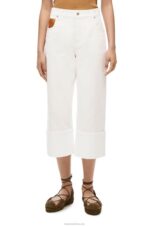 Loewe Women Fisherman turn up jeans in denim 206XF1173 White - Image 2