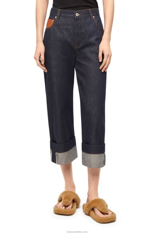 Loewe Women Fisherman turn-up jeans in denim 206XF1191 Raw Denim - Image 2