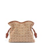 Loewe Women Flamenco clutch in Anagram jacquard and calfskin 206XF486 Tan/Pecan