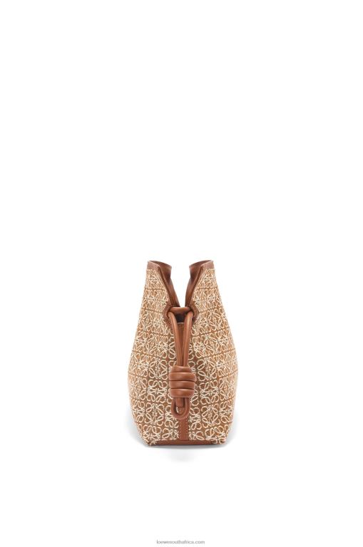 Loewe Women Flamenco clutch in Anagram jacquard and calfskin 206XF486 Tan/Pecan - Image 4