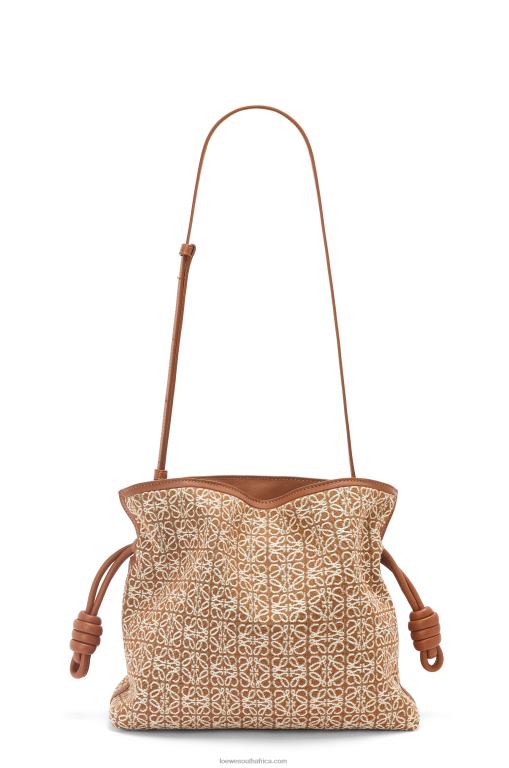 Loewe Women Flamenco clutch in Anagram jacquard and calfskin 206XF486 Tan/Pecan - Image 5