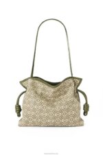 Loewe Women Flamenco clutch in Anagram jacquard and calfskin 206XF607 Green/Avocado Green - Image 5