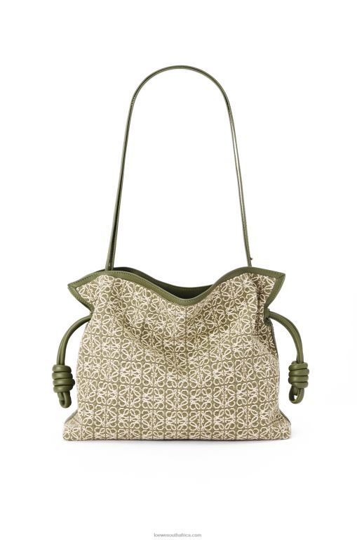 Loewe Women Flamenco clutch in Anagram jacquard and calfskin 206XF607 Green/Avocado Green - Image 5
