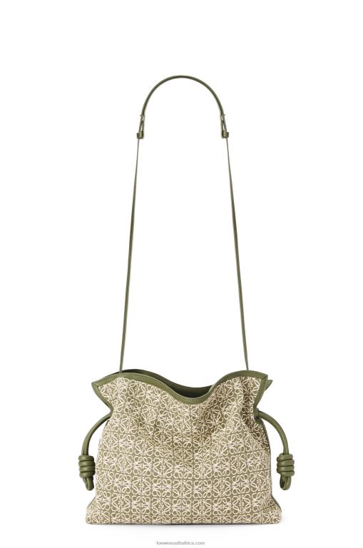 Loewe Women Flamenco clutch in Anagram jacquard and calfskin 206XF607 Green/Avocado Green - Image 6