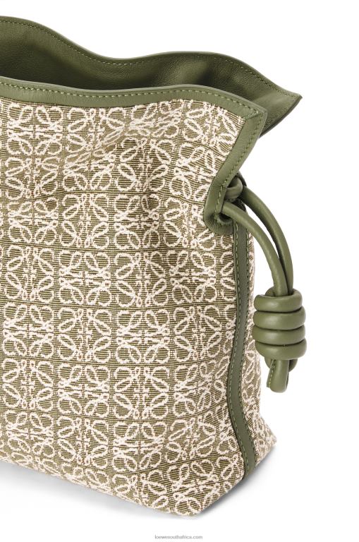 Loewe Women Flamenco clutch in Anagram jacquard and calfskin 206XF607 Green/Avocado Green - Image 8