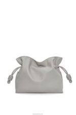 Loewe Women Flamenco clutch in nappa calfskin 206XF358 Pearl Grey