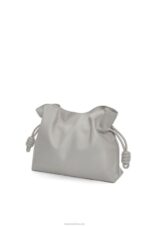 Loewe Women Flamenco clutch in nappa calfskin 206XF358 Pearl Grey - Image 3