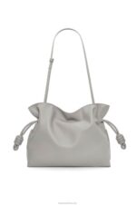 Loewe Women Flamenco clutch in nappa calfskin 206XF358 Pearl Grey - Image 5
