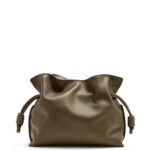 Loewe Women Flamenco clutch in nappa calfskin 206XF359 Dark Khaki Green