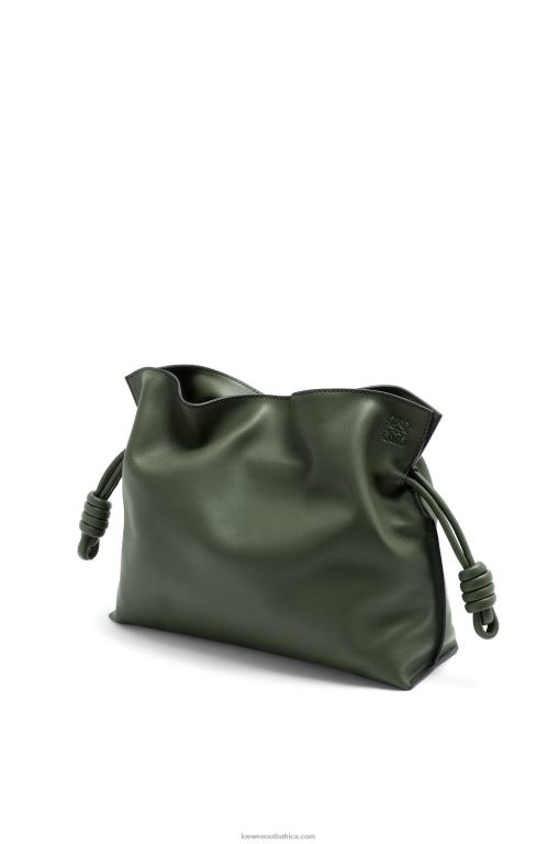 Loewe Women Flamenco clutch in nappa calfskin 206XF428 Vintage Khaki - Image 2