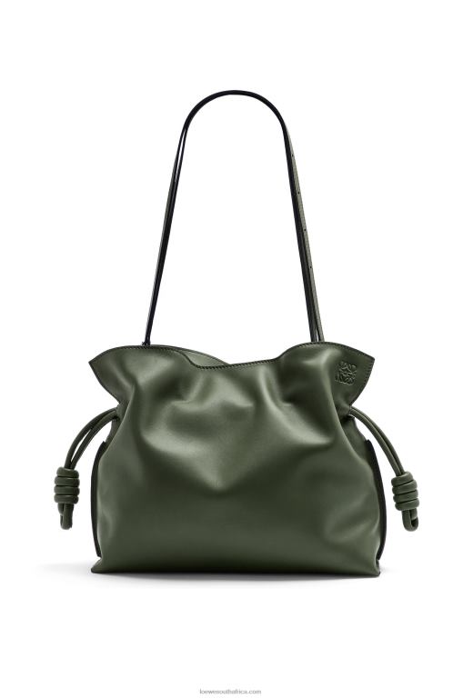 Loewe Women Flamenco clutch in nappa calfskin 206XF428 Vintage Khaki - Image 4