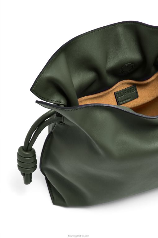 Loewe Women Flamenco clutch in nappa calfskin 206XF428 Vintage Khaki - Image 6