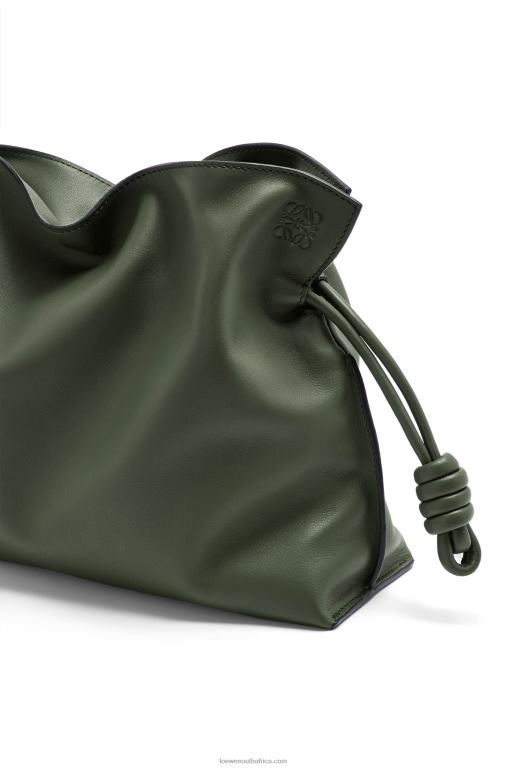 Loewe Women Flamenco clutch in nappa calfskin 206XF428 Vintage Khaki - Image 7