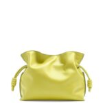Loewe Women Flamenco clutch in nappa calfskin 206XF608 Lime Yellow