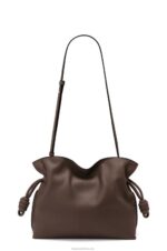 Loewe Women Flamenco clutch in nappa calfskin 206XF623 Chocolate - Image 4